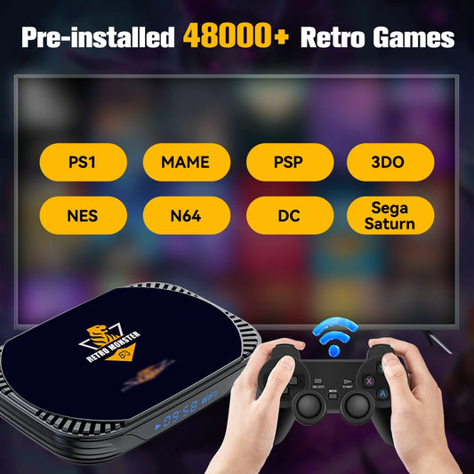 Hyper Base Retro Monster Game Consoles Amlogic S905X4 With 48000+ Games For PS1/PSP/DC/Sega Saturn EmuELEC 4.6 4GB RAM+32GB ROM