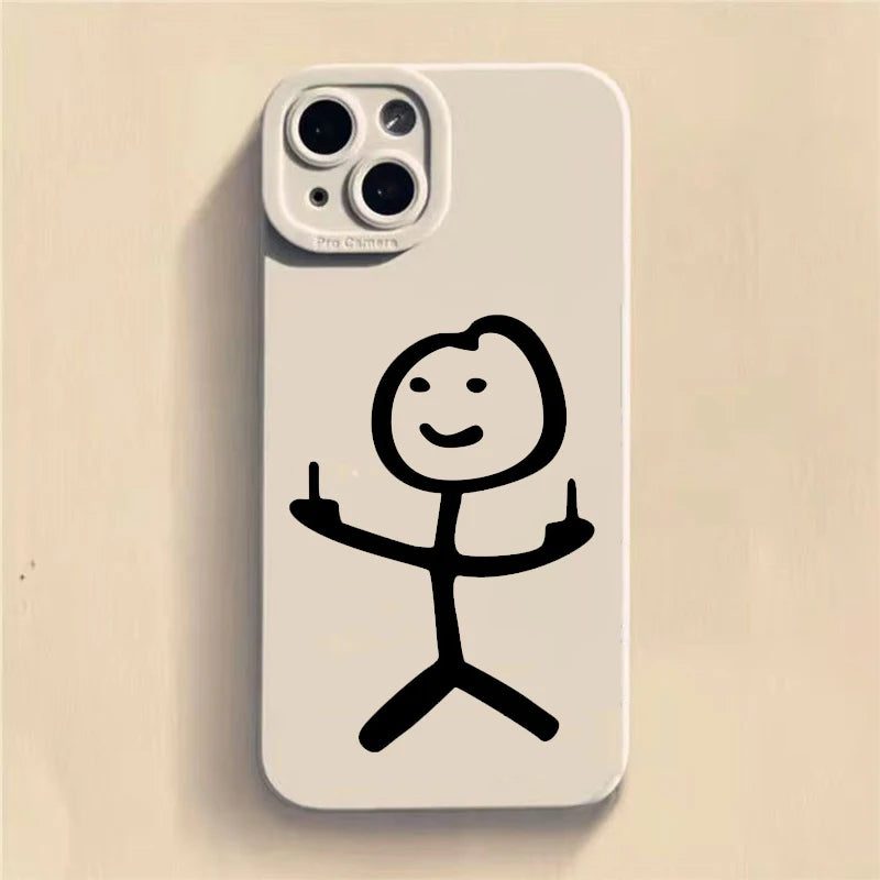 Cute Cartoon Matchman Matte Silicone Phone Case For iPhone 16 11 12 13 14 15 17 Pro Max XR XS X 7 8 Plus SE2 16E Soft Back Cover