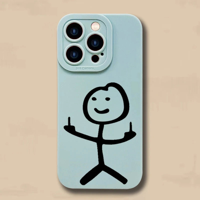 Cute Cartoon Matchman Matte Silicone Phone Case For iPhone 16 11 12 13 14 15 17 Pro Max XR XS X 7 8 Plus SE2 16E Soft Back Cover