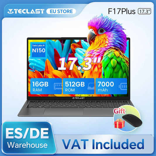 Teclast F17Plus Laptop 17.3\" 16Gb Ram 512Gb Ssd Intel N150 Notebook Windows 11 Pro 180 °   Flip Computer Mini-Hdmi USB 3.2 F17 Plus
