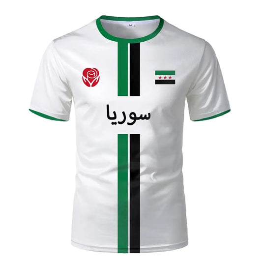 New Syria Football Jersey Men's Sports T-shirts Syrian Flag Street Oversized Tops Unisex Casual Graphic 3D Print T shirts Male
