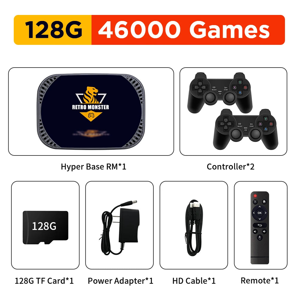 Hyper Base Retro Monster Game Consoles Amlogic S905X4 With 48000+ Games For PS1/PSP/DC/Sega Saturn EmuELEC 4.6 4GB RAM+32GB ROM