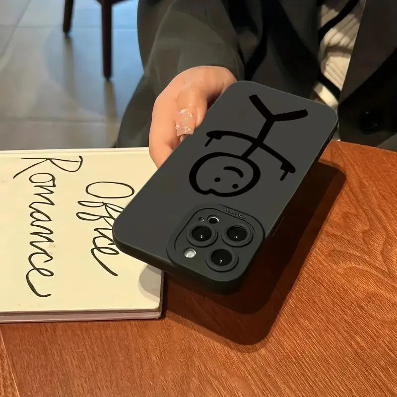 Cute Cartoon Matchman Matte Silicone Phone Case For iPhone 16 11 12 13 14 15 17 Pro Max XR XS X 7 8 Plus SE2 16E Soft Back Cover